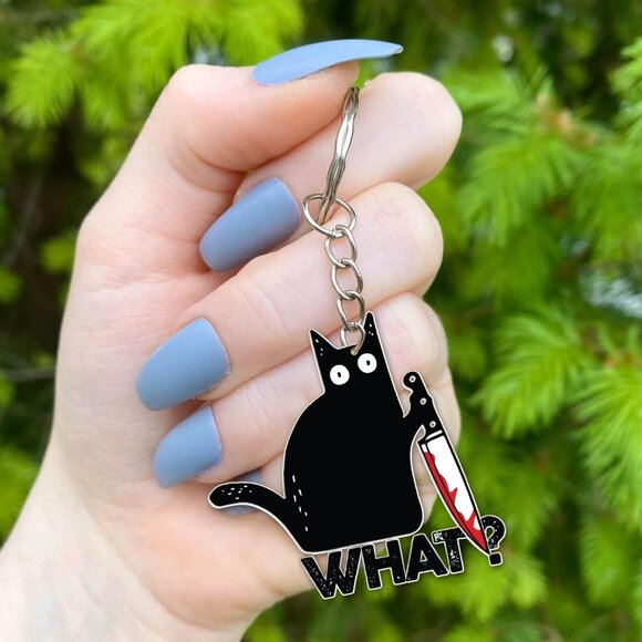 🆕 Women Black Cat Metal Keychain Cute Funny Bag Charm Designed Lovers Scratches - Picture 4 of 5